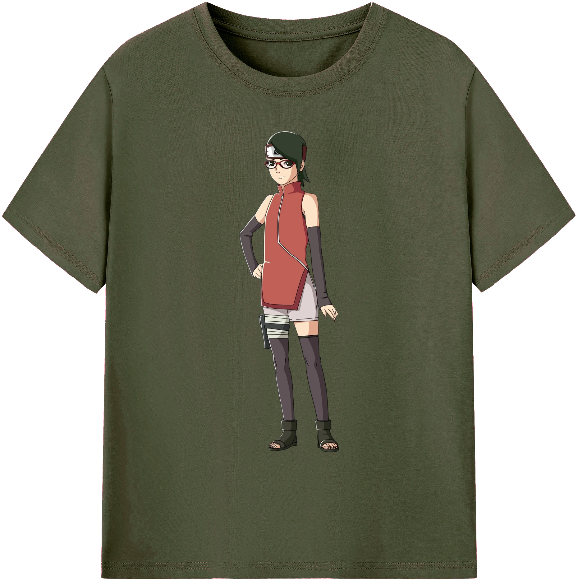 （画像用） NARUTO -ナルト- うちは サラダ Uchiha Sarada 綿100％ メンズ半袖Tシャツ｜肌触りやわらか＆通気性